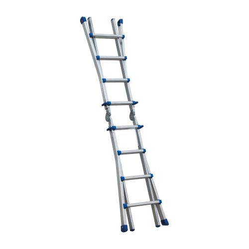 Hliníkový teleskopický rebrík Mod. 3042 - Oporný rebrik m, od - do: 2,50 - 4,20, Stojaci rebrik ca. m, od - do: 1,25 - 2,00, Pracovný stôl, od - do: 0,30 - 1,20, Hmotnost kg: 13,0