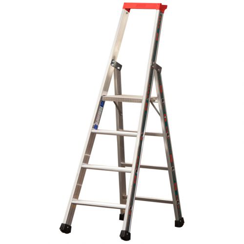 Euro-Profi Stojací rebrík s hliníkovými schodíkmi Mod. S32577 - Počet stupňov: 4,  Dĺžka (m): 1,65,  Výška platformy (m): 0,95,  Spodná šírka (m): 0,49
