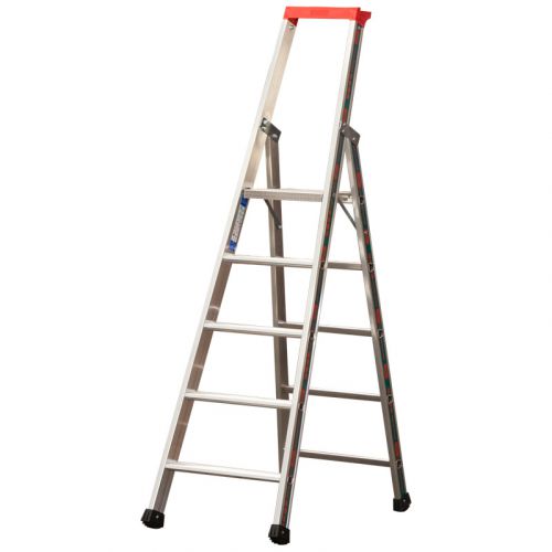 Euro-Profi Stojací rebrík s hliníkovými schodíkmi Mod. S32577 - Počet stupňov: 5,  Dĺžka (m): 1,90,  Výška platformy (m):1,20,  Spodná šírka (m): 0,52
