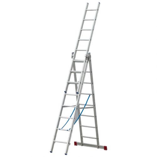Goldpunkt Viacúčelový rebrík Mod. 300 - Počet priečok: 3 x 8, Dĺžka stojacieho rebríka: 2,33 m, Dĺžka stojacieho rebríka s nadstavcom: 3,88 m, Dĺžka oporného 3-dielneho rebríka.: 5,80 m