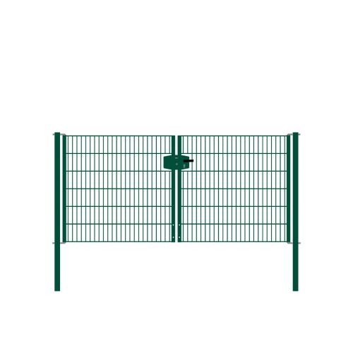 Mriežkové brány 2-krídlové, šírka priechodu 271 cm - pozinkované a. vrstva: zelena, výška cm: 123,  šírka v cm: 271, Hmotnosť v kg: 47,35