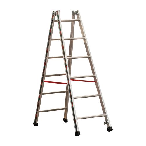 Euro-Profi Hliníkový stojací rebrík Mod. S305 - Počet priečok: 2 x 6, Dĺžka ca. m: 1,80