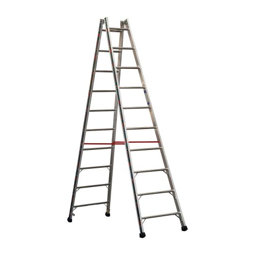 Euro-Profi Hliníkový stojací rebrík Mod. S305 - Počet priečok: 2 x 10, Dĺžka ca. m: 2,95