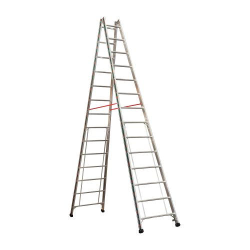 Euro-Profi Hliníkový stojací rebrík Mod. S305 - Počet priečok: 2 x 14, Dĺžka ca. m: 4,10