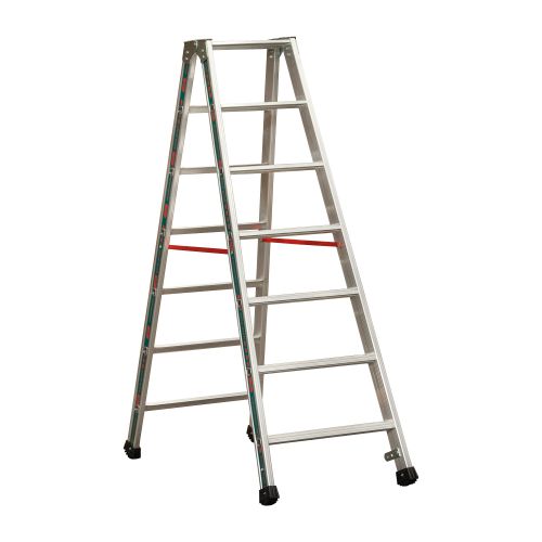 Euro-Profi Stojací rebrík s hliníkovými schodíkmi Mod. S30577 - Počet priečok: 2x7, Dĺžka max. ca. m: 1,75