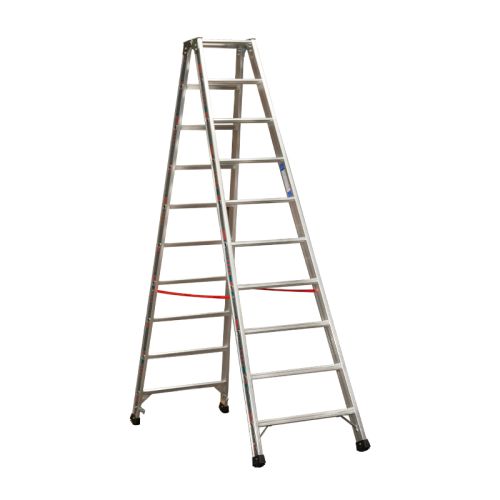 Euro-Profi Stojací rebrík s hliníkovými schodíkmi Mod. S30577 - Počet priečok: 2x10, Dĺžka max. ca. m: 2,50