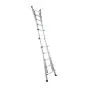 Hliníkový teleskopický rebrík Mod. 3042 - Oporný rebrik m, od - do: 3,00 - 5,30, Stojaci rebrik ca. m, od - do: 1,50 - 2,50, Pracovný stôl, od - do: 0,30 - 1,30, Hmotnost kg: 16,0