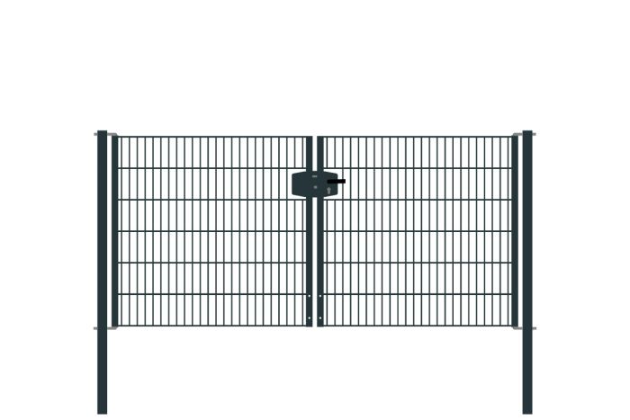 Mriežkové brány 2-krídlové, šírka priechodu 271 cm - pozinkované a. vrstva: antracitový, výška cm: 123,  šírka v cm: 271, Hmotnosť v kg: 47,35