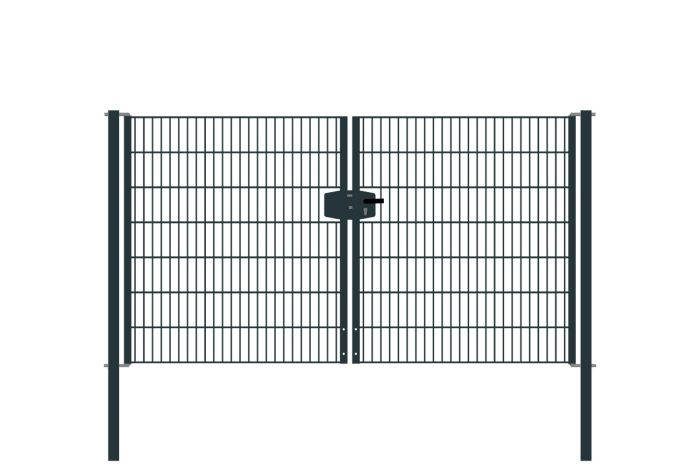 Mriežkové brány 2-krídlové, šírka priechodu 271 cm - pozinkované a. vrstva: antracitový, výška cm: 143,  šírka v cm: 271, Hmotnosť v kg: 53,77