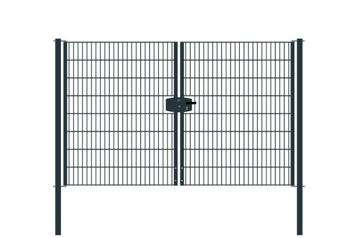 Mriežkové brány 2-krídlové, šírka priechodu 271 cm - pozinkované a. vrstva: antracitový, výška cm: 163,  šírka v cm: 271, Hmotnosť v kg: 60,19