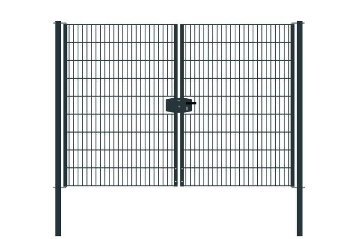 Mriežkové brány 2-krídlové, šírka priechodu 271 cm - pozinkované a. vrstva: antracitový, výška cm: 183,  šírka v cm: 271, Hmotnosť v kg: 66,6