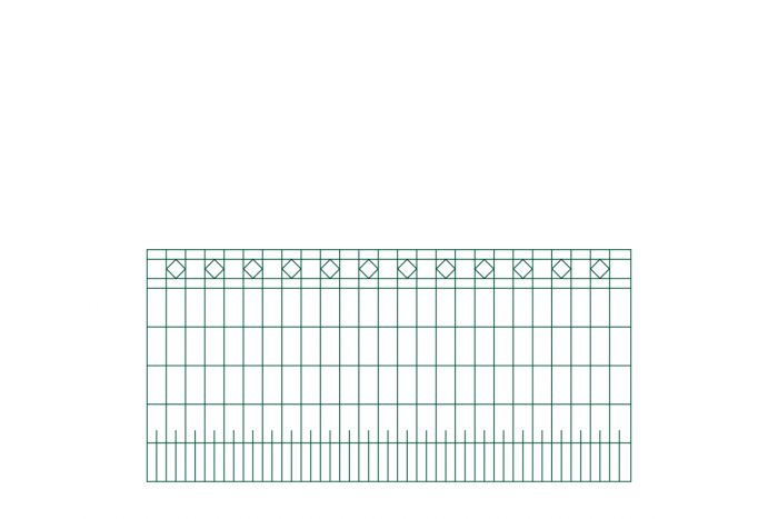 políčko na plot MADRID 3 - dĺžka políčka 246,4 cm - Farbe: grün,  Höhe: 121 cm,   Breite: 246,4 cm
