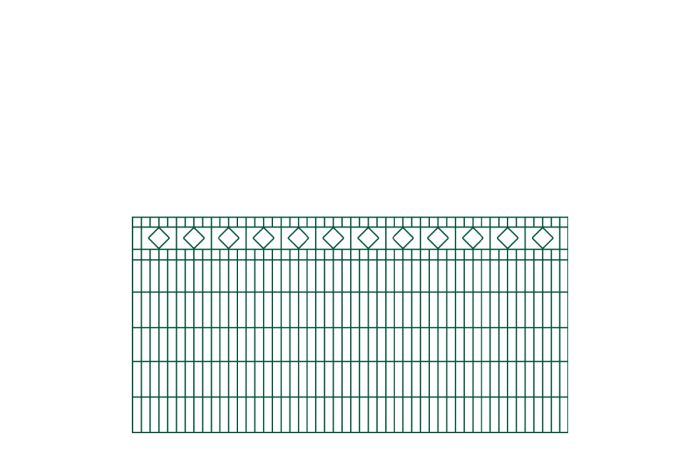 Okrasné ploty Barcelona - dĺžka elementu 251 cm - pozinkované a. vrstvením: zelená vrstva, výška v cm: 123, dĺžka v cm: 251