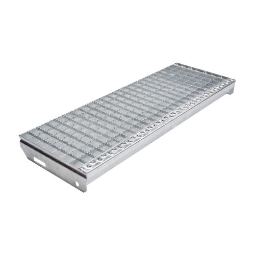 Schody z mriežkového roštu protišmykové, 30x30 mm - Dĺžka mm: 800, Šírka mm: 270, Odstup dier mm: 150, Hmotnosť kg/ks: 5,7