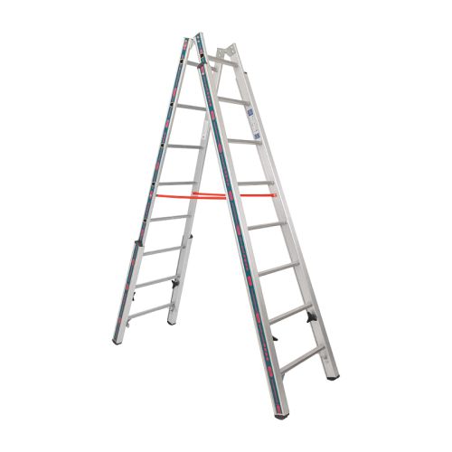 Euro-Profi Hliníkový stojací rebrík Mod. S30576 - Počet priečok: 2 x 8, Dĺžka max. ca. m: 2,40 