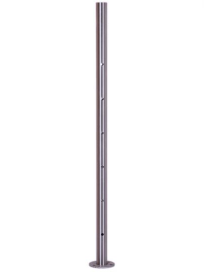 Stĺpik zábradlia 6- krát prechodne vŕtaný Ø 10,1 mm, priamy, pre podlažné upevnenie s rozetou