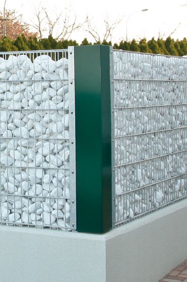 Plechy pre rohy gabionovej steny EASY, Plechová výplň - výška: 123 cm,  verzia: potiahnuté v zelenej