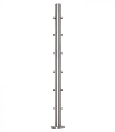Stĺpik zábradlia pre podlažnú montáž, s rozetou, pohyblivý, so 6 priebežnými otvormi