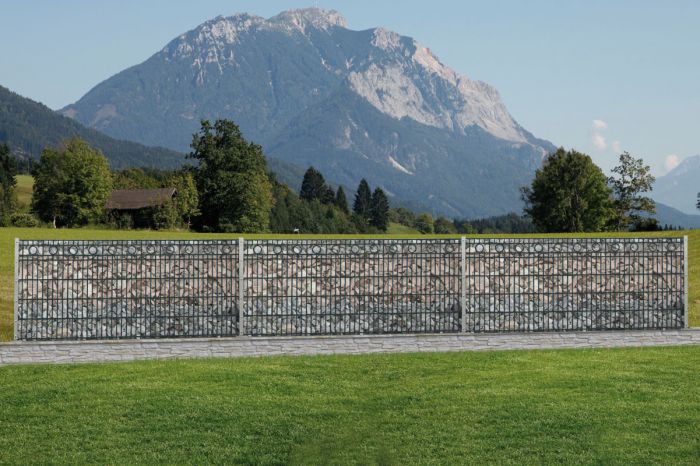 gabiónová stena - okrasný plot Rom - Höhe in cm: 123,  Farbe: anthrazit beschichtet