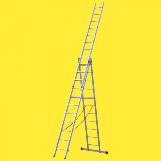 Hliníkový, viacúčelový rebrík 2. možnosť - priečky: 3 x 11, Dĺžka ako stojatý rebrík (m): 3,12, Dĺžka ako stojatý rebrík s plochou na státie (m): 4,62, Dĺžka ako trojdielny príložný rebrík ca. (m): 6,75, Max. pracovná výška (m): 7,65