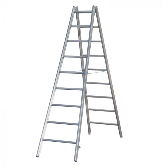 Hliníkový stojací rebrík Mod. 000 - Počet priečok: 2 x 9, Dĺžka ca. m: 2,68