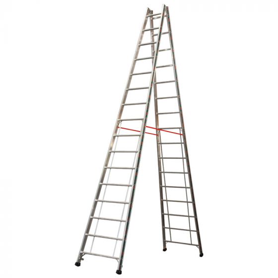 Euro-Profi Hliníkový stojací rebrík Mod. S305 - Počet priečok: 2 x 16,  Dĺžka ca. m: 4,65