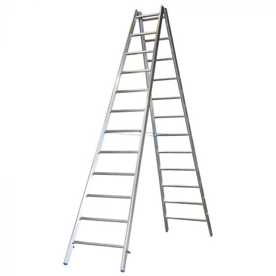 Hliníkový stojací rebrík pre maliarov Mod. M - počet priečok: 2 x 12, dĺžka v m: 3,85, hmotnosť v kg: 16.2