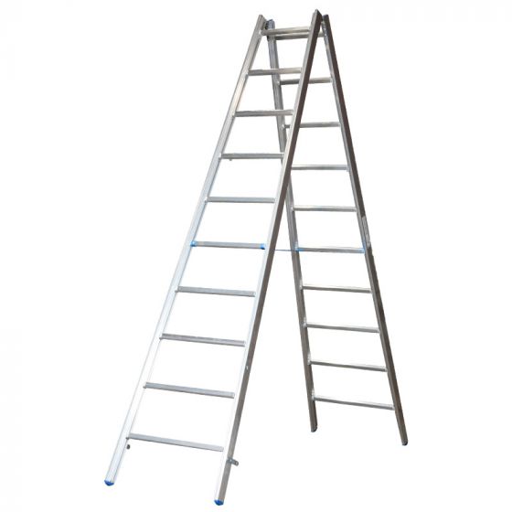 Hliníkový stojací rebrík pre maliarov Mod. M - počet priečok: 2 x 9, dĺžka v m: 2,95, hmotnosť v kg: 12.3