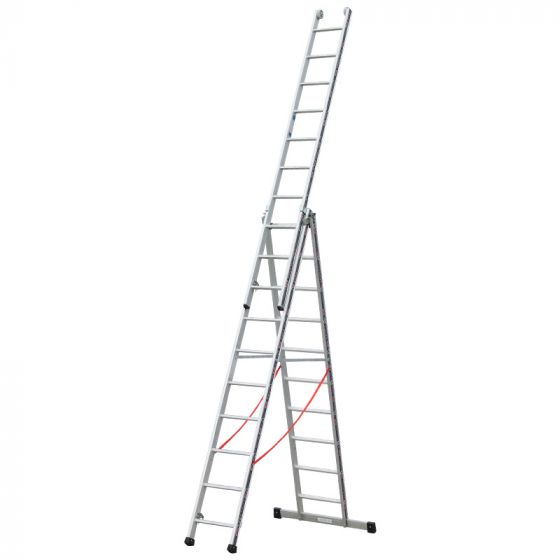 Euro-Profi Viacúčelový rebrík 3-dielny Mod. S307 - Počet priečok: 3 x 10, Dĺžka stojacieho rebríka: 2,87 m, Dĺžka rebríka stojacieho s nadstavcom: 4,70 m, Dĺžka trojdielneho oporného rebríka: 6,90 m