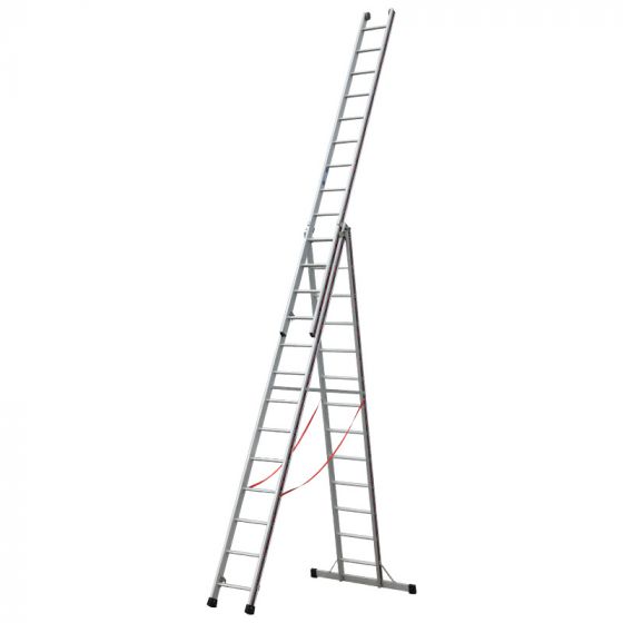 Euro-Profi Viacúčelový rebrík 3-dielny Mod. S307 - Počet priečok: 3 x 13, Dĺžka stojacieho rebríka: 3,65 m, Dĺžka rebríka stojacieho s nadstavcom: 6,60 m, Dĺžka trojdielneho oporného rebríka: 8,85 m