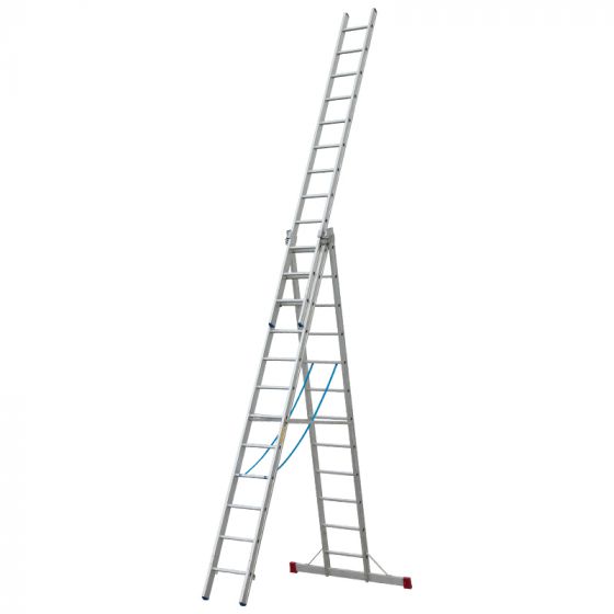 Goldpunkt Viacúčelový rebrík Mod. 300 - Počet priečok: 3 x 12, Dĺžka stojacieho rebríka: 3,38 m, Dĺžka stojacieho rebríka s nadstavcom: 5,70 m, Dĺžka oporného 3-dielneho rebríka.: 8,61 m
