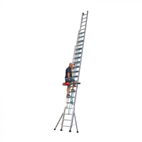 Priemyselný výsuvný rebrík s lanom 3-dielny, Mod. 0733 - Počet priečok: 3 x 16,  Dĺžka min. ca. m: 4,7,  Dĺžka max. ca. m: 11,4,  Hmotnosť ca. kg: 42,8