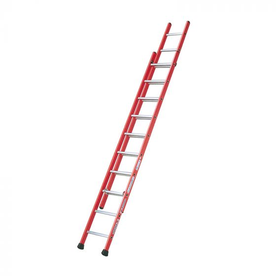 Sklolaminátový výsuvný rebrík 2-dielny Mod. 4322 - Počet priečok: 2 x 10,  Dĺžka min. cm: 297,  Dĺžka max. cm: 521,  Hmotnosť ca. kg: 15,7