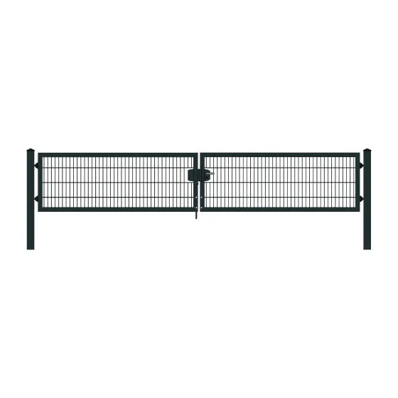 Rohrrahmenflügeltor 2-flügelig - Ausführung: anthrazit beschichtet, Höhe: 83 cm, Durchgangslichte: 450 cm