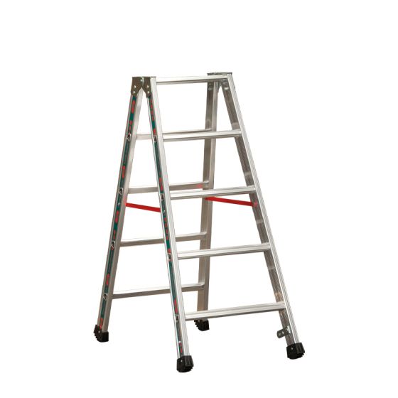 Euro-Profi Stojací rebrík s hliníkovými schodíkmi Mod. S30577 - Počet priečok: 2x5, Dĺžka max. ca. m: 1,25