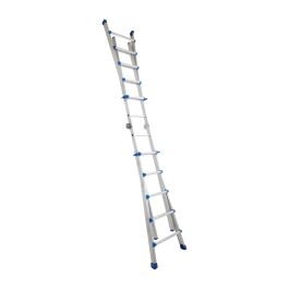 Hliníkový teleskopický rebrík Mod. 3042 - Oporný rebrik m, od - do: 3,00 - 5,30, Stojaci rebrik ca. m, od - do: 1,50 - 2,50, Pracovný stôl, od - do: 0,30 - 1,30, Hmotnost kg: 16,0