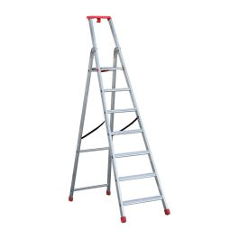 Eurostep-podestový rebrík PRO model 870 hliník - počet schodíkov: 7, výška platformy (m): 1,59, pracovná výška (m): 3,39, hmotnosť (kg): 8,3