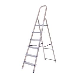 Rebrík pre domácnosť s podperným madlom Mod. KH - Počet priečok: 6, Výška platformy: 1,21, Rozmer profilov: 50 x 20