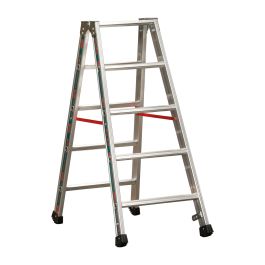 Euro-Profi Stojací rebrík s hliníkovými schodíkmi Mod. S30577 - Počet priečok: 2x5, Dĺžka max. ca. m: 1,25