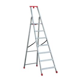 Eurostep-podestový rebrík PRO model 870 hliník - počet schodíkov: 7, výška platformy (m): 1,59, pracovná výška (m): 3,39, hmotnosť (kg): 8,3