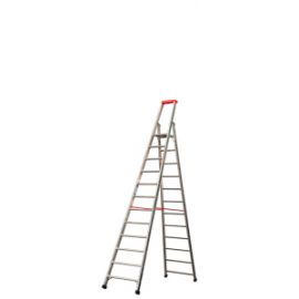 Euro-Profi Stojací rebrík s hliníkovými schodíkmi Mod. S32577 - Počet stupňov: 12,  Dĺžka (m): 3,65,  Výška platformy (m): 2,76,  Spodná šírka (m): 0,73
