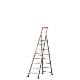 Euro-Profi Stojací rebrík s hliníkovými schodíkmi Mod. S32577 - Počet stupňov: 8,  Dĺžka (m): 2,65,  Výška platformy (m): 1,85,  Spodná šírka (m): 0,61
 