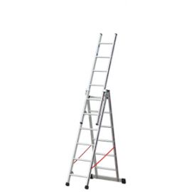 Euro-Profi Viacúčelový rebrík 3-dielny Mod. S307 - Počet priečok: 3 x 6, Dĺžka stojacieho rebríka: 1,79 m, Dĺžka rebríka stojacieho s nadstavcom: 2,83 m, Dĺžka trojdielneho oporného rebríka: 4,13 m
