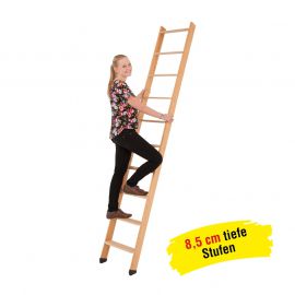 schodikový príložný rebrík z dreva