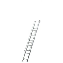 Profi-Stupňový rebrík Mod. 222 - Počet priečok: 13, Dĺžka ca. m: 4,56, Výška výstupu: 3,63, Výška vrchného schodu: 3,64, Hmotnosť: 19