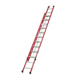 Sklolaminátový lanový rebrík 2-dielny Mod. 4332 - Počet priečok: 2 x 12,  Dĺžka min. cm: 353,  Dĺžka max. cm: 605,  Hmotnosť ca. kg: 22,9