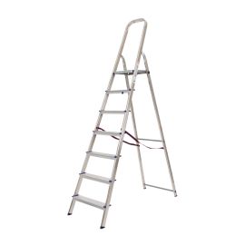 Rebrík pre domácnosť s podperným madlom Mod. KH - Počet priečok: 7,  Výška platformy: 1,42,  Rozmer profilov: 50 x 20