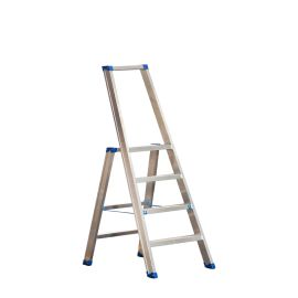 Stojací rebrík s hliníkovými schodíkmi Mod. PL - Počet schodov: 4, Výška po platformu: 0,85, Celková výška: 1,50, Spodné rozloženie m: 0,50