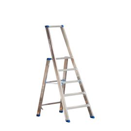 Stojací rebrík s hliníkovými schodíkmi Mod. PL - Počet schodov: 5, Výška po platformu: 1,07, Celková výška: 1,72, Spodné rozloženie m: 0,50