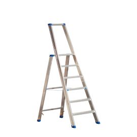 Stojací rebrík s hliníkovými schodíkmi Mod. PL - Počet schodov: 6, Výška po platformu: 1,28, Celková výška: 1,93, Spodné rozloženie m: 0,50
